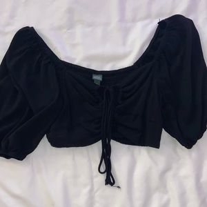Black Crop with Puffy Sleeves